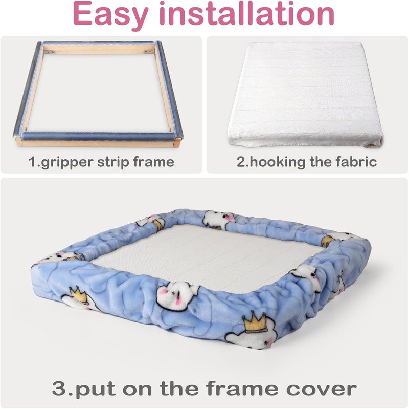 ICZW Gripper Strip Frame Cover Rug Hooking Frame Cover Flannel for 19.6" x 19.6" Frame (Blue) - Image 5